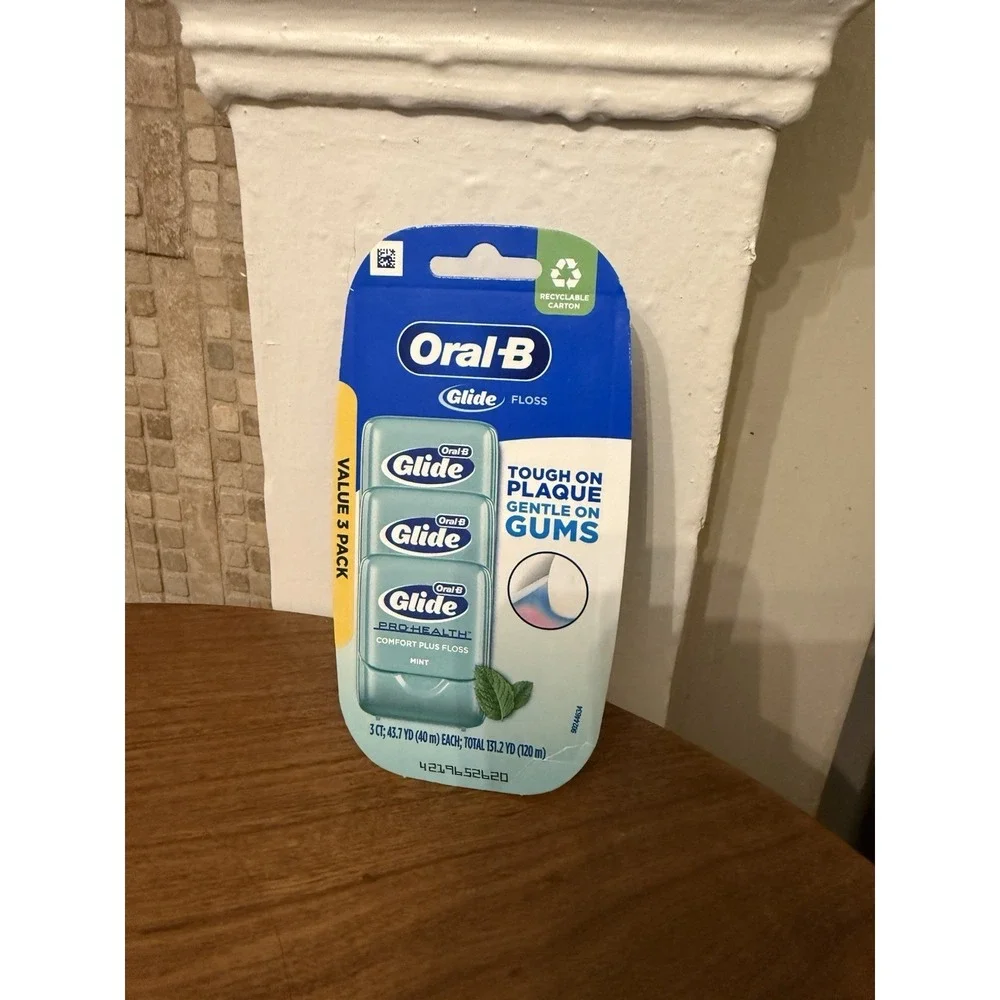 ORIGINAL  1 Pack of 3 Oral B‎ Glide Pro Health Comfort Plus Floss Mint 131.2 Yd